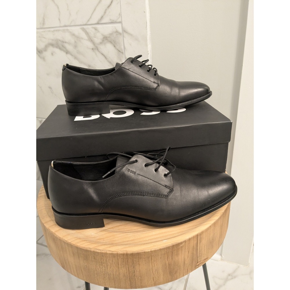 BOSS Men's Black‎ Colby Derb Leather Lace Up Oxford Dress Shoes 11.5 US/10.5 EU